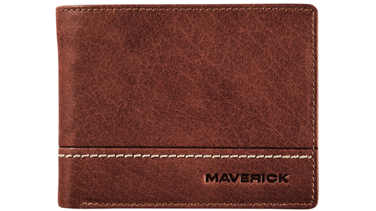 Portemonee Maverick Rough Gear compact met kleingeldvak RFID leer bruin