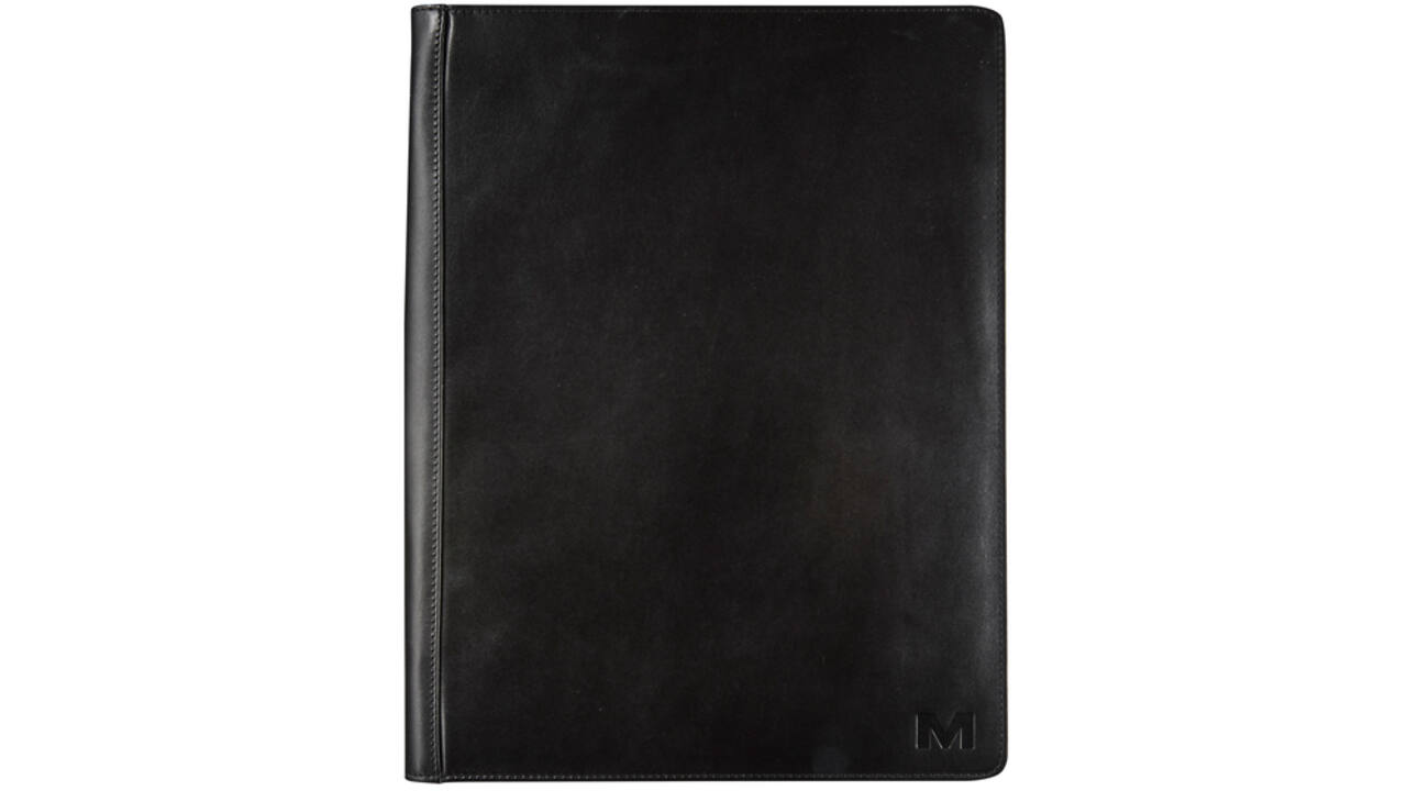 Schrijfmap Maverick All Black A4 met rits inclusief schrijfblok leer zwart