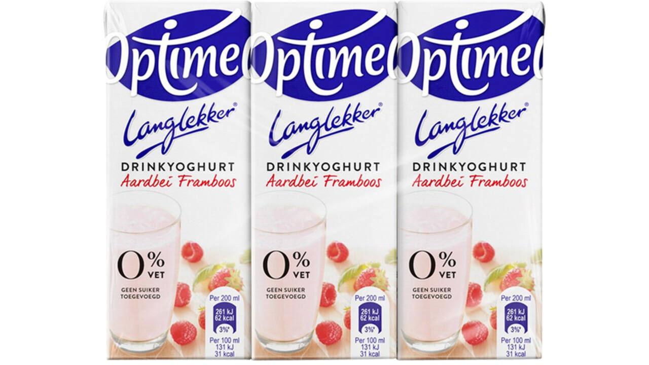 Drinkyoghurt Optimel Langlekker aardbei framboos 20cl