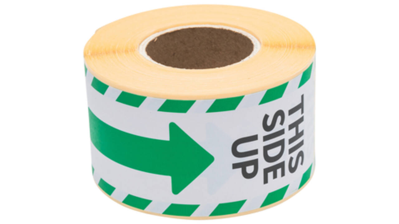 Waarschuwingsetiket Rillprint this side up 46x125mm wit groen