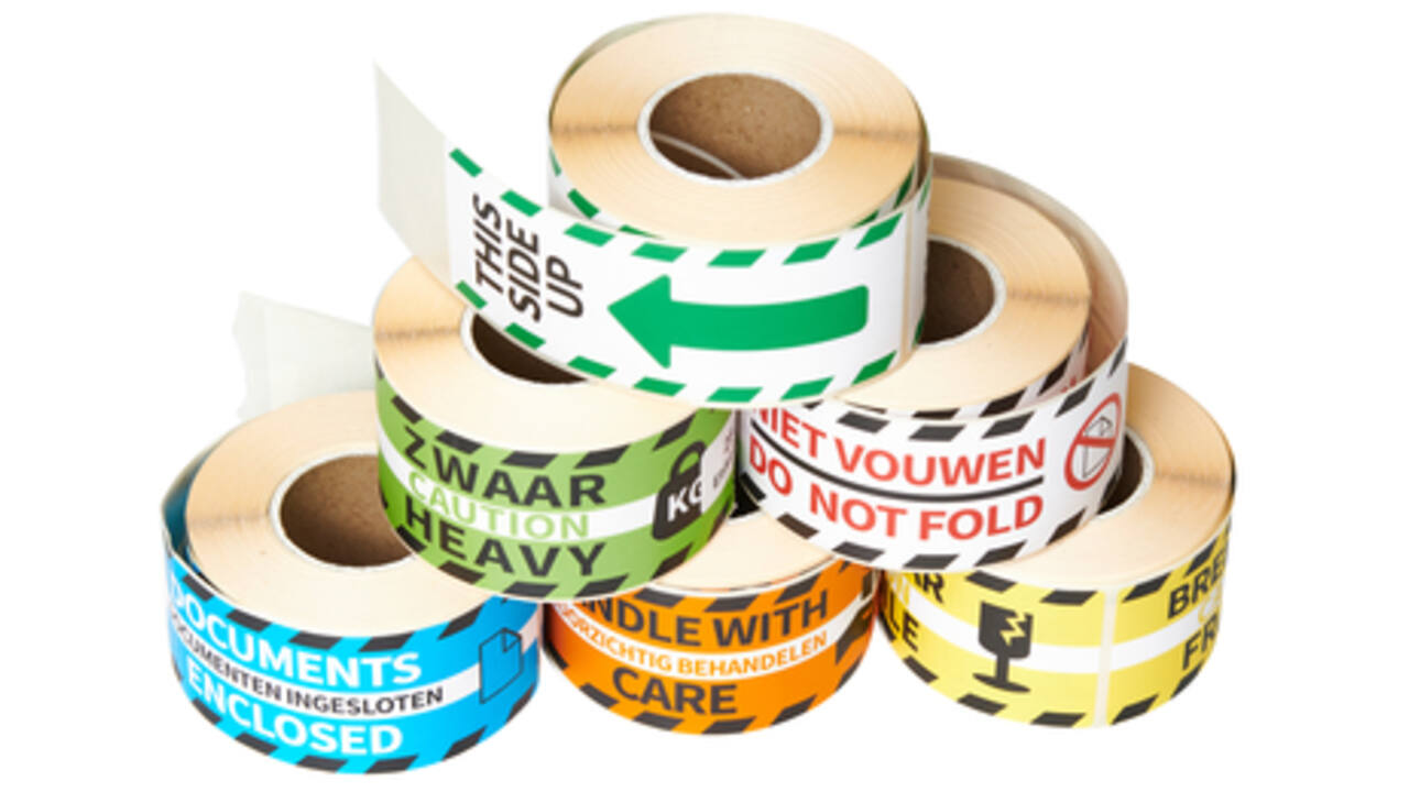 Waarschuwingsetiket Rillprint do not fold 46x125mm wit