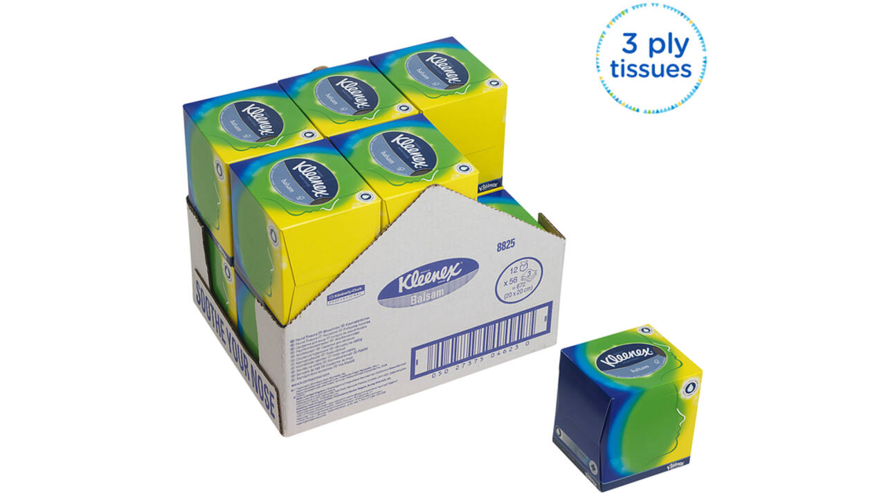 Facial tissues Kleenex kubus 3-laags 56stuks wit 8825