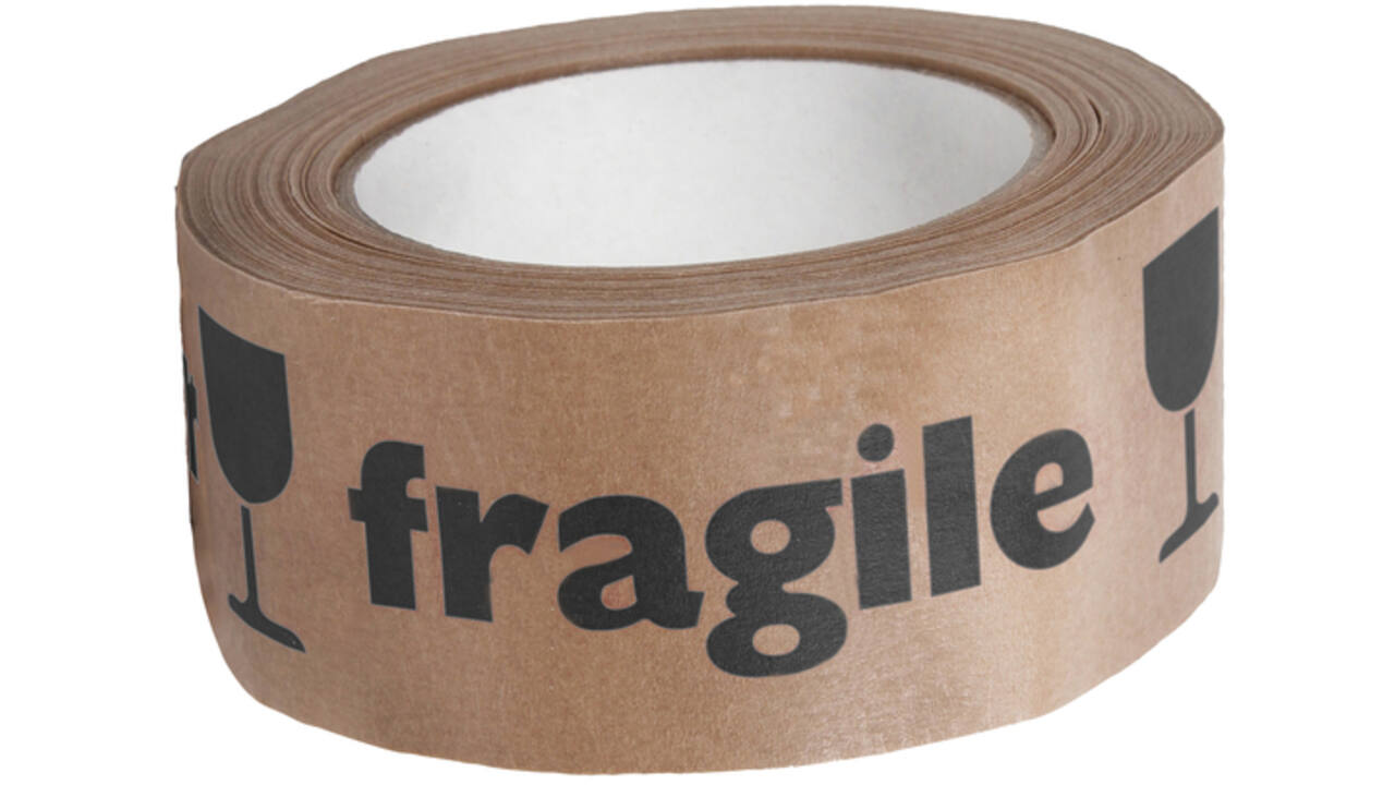 Waarschuwingstape IEZZY 50mmx50m 80p gerecycled papier br/zw