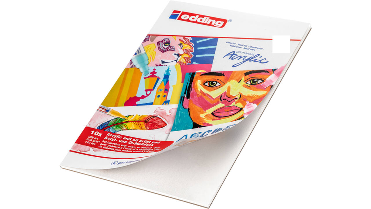 Olie- en Acrylblok edding 30010 A4 10 vel 300 gram wit