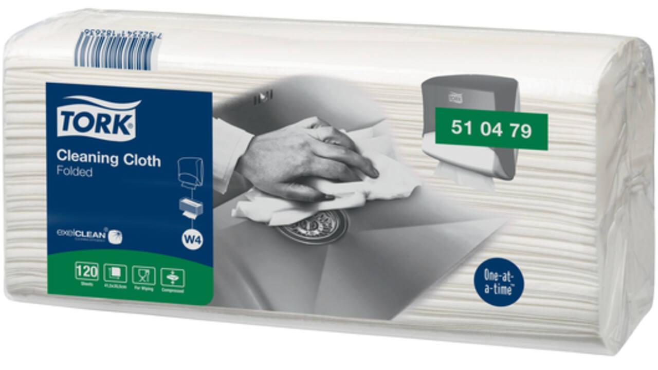 Reinigingsdoek Tork Cleaning W4 flexibel nonwoven 120st wit 510479