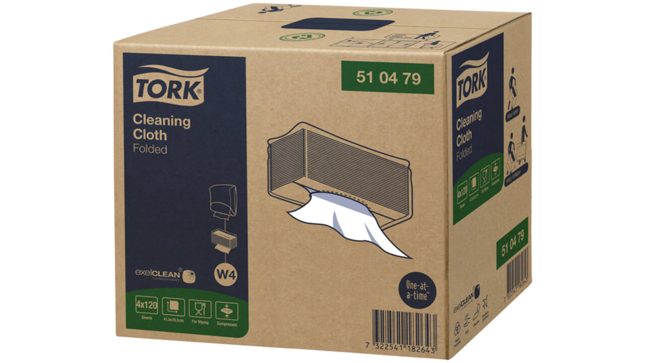 Reinigingsdoek Tork Cleaning W4 flexibel nonwoven 120st wit 510479