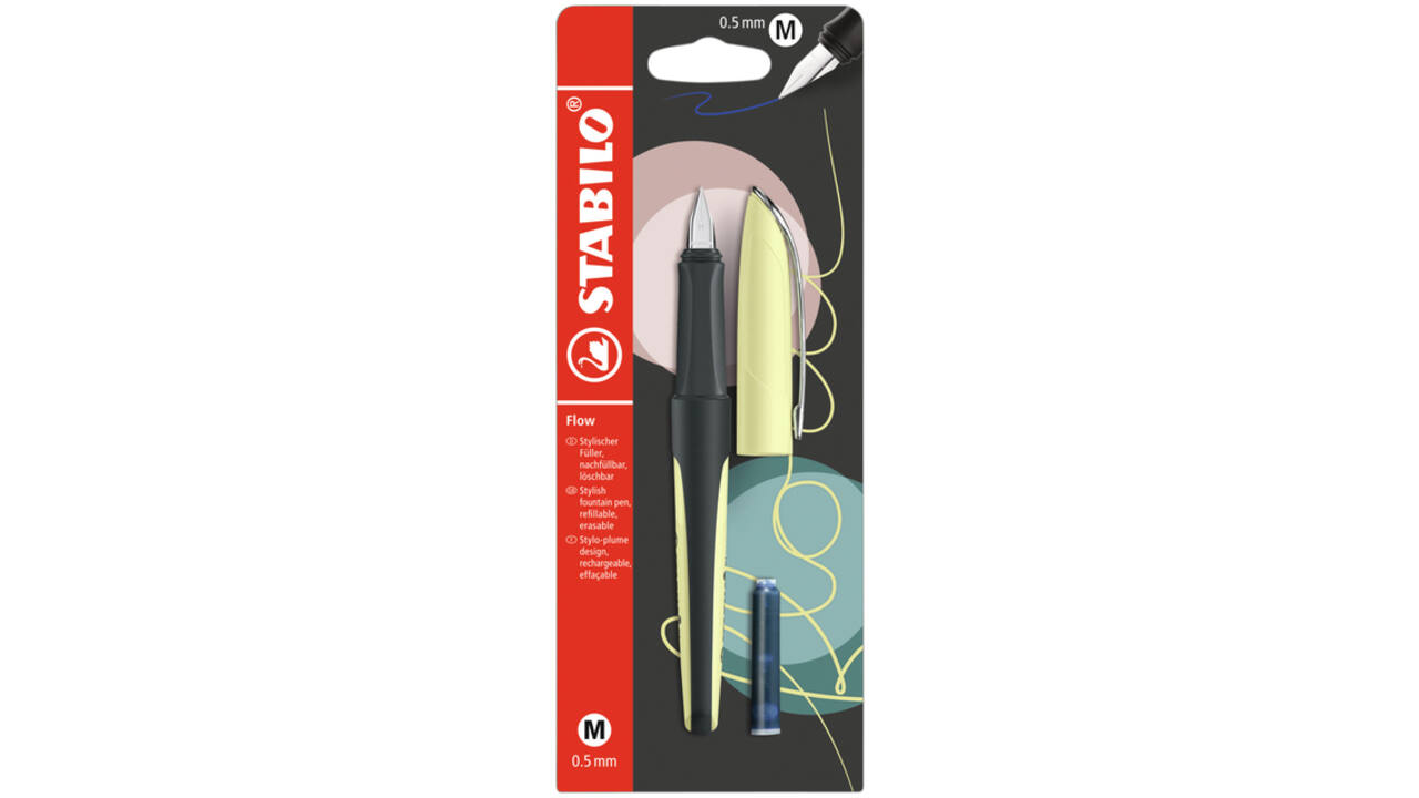 Vulpen STABILO Flow medium pastel geel blister à 1 stuk