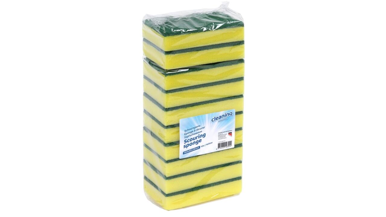Schuurspons Cleaninq 140x90x28mm geel/groen