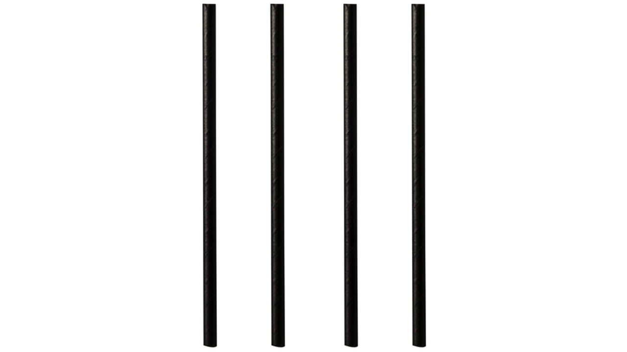 Drinkrietje Papstar 250mm papier zwart 100 stuks