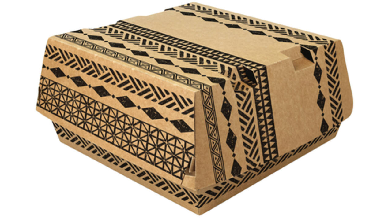 Hamburgerdoos Maori 115x110x70mm karton bruin 320stuks