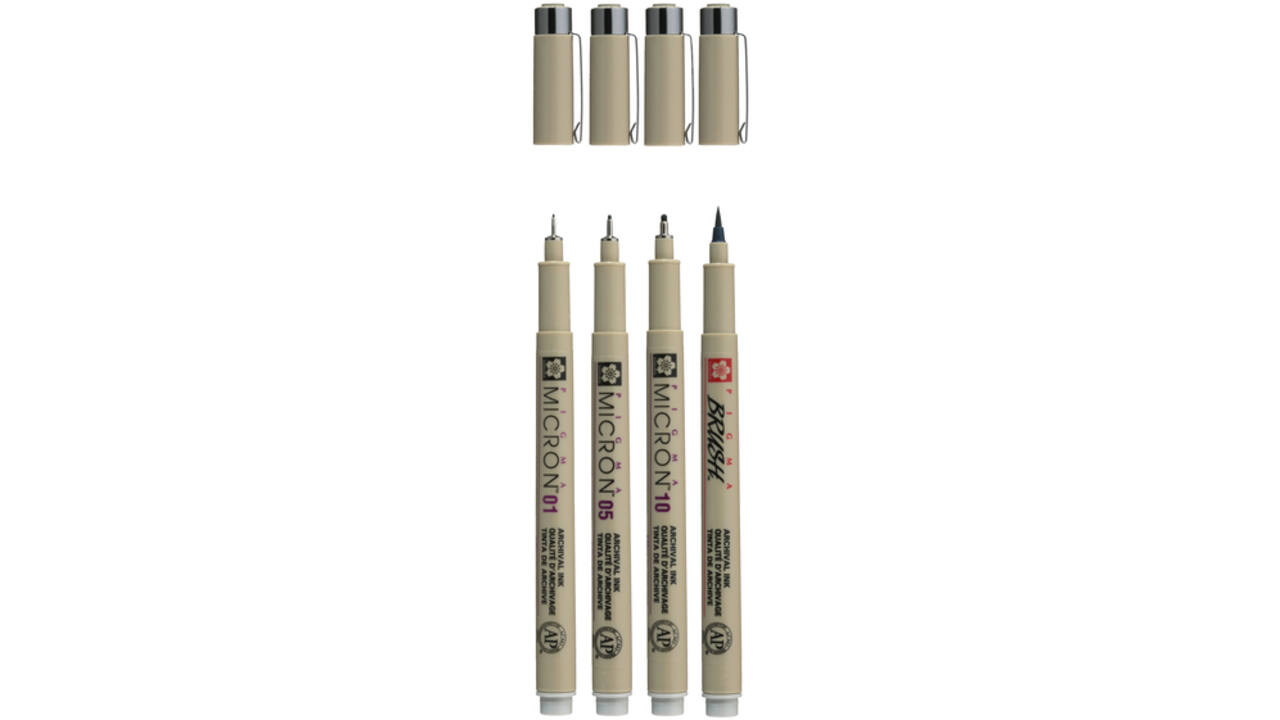 Fineliner Sakura Pigma Micron lichtgrijs set 4 maten
