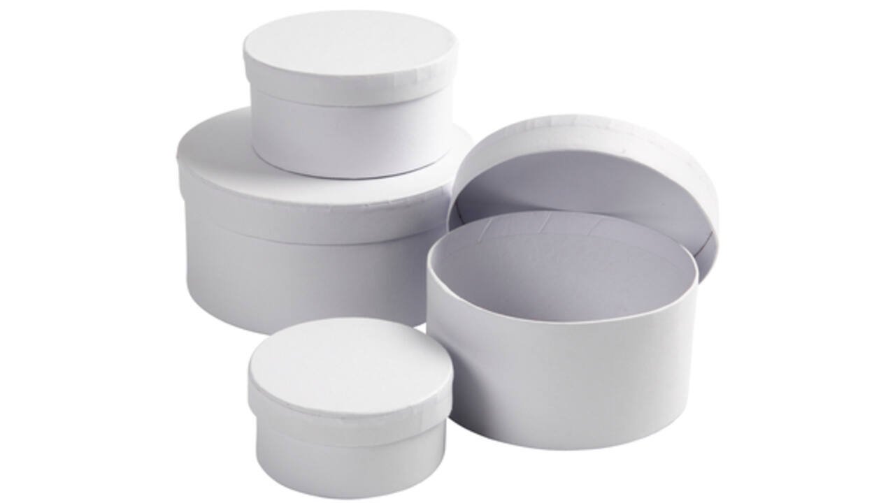 Doos Creativ Company rond 4 stuks Ø 8, 10, 12, 14cm, hoogte 4, 5, 6, 7cm wit
