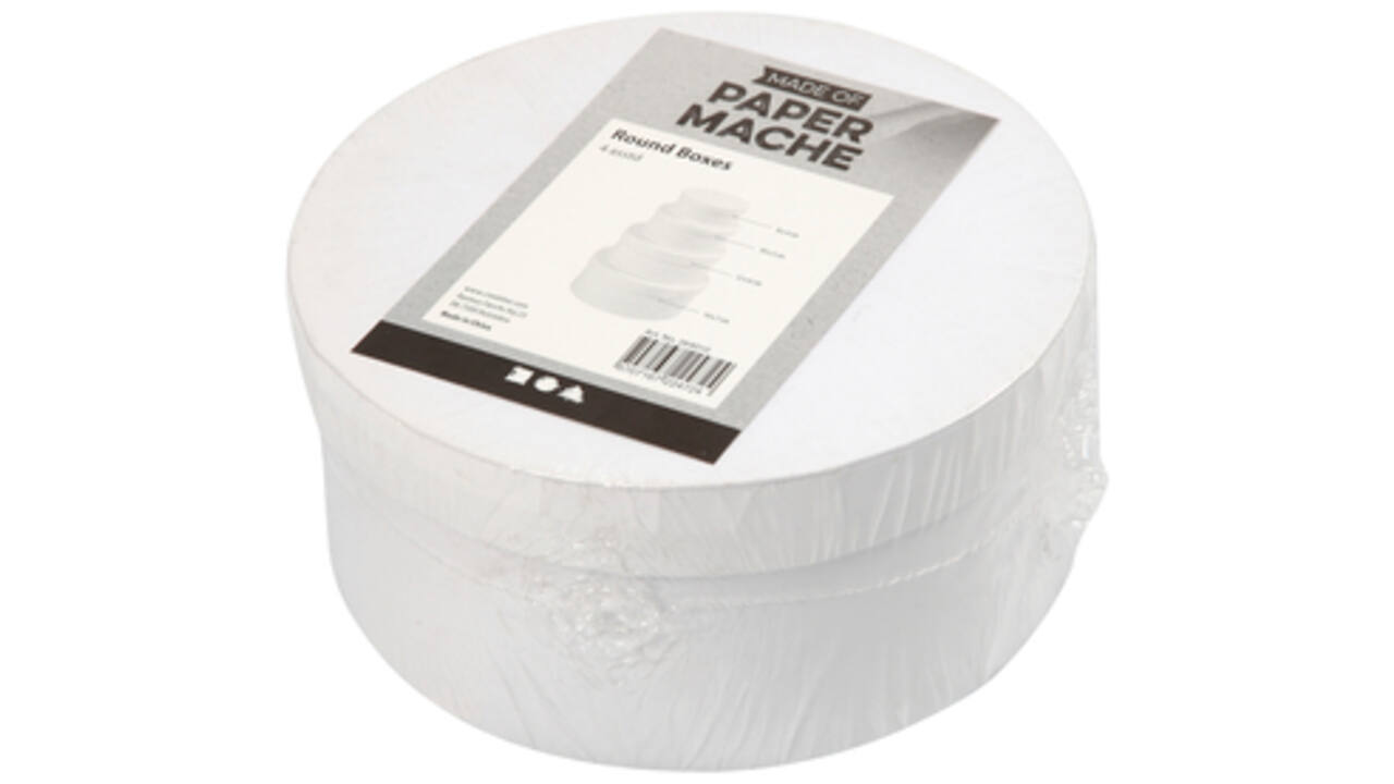 Doos Creativ Company rond 4 stuks Ø 8, 10, 12, 14cm, hoogte 4, 5, 6, 7cm wit