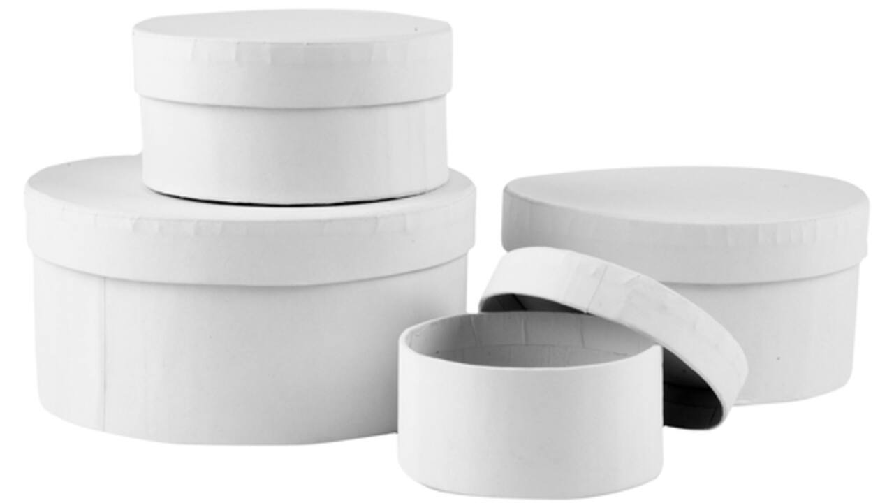 Doos Creativ Company rond 4 stuks Ø 8, 10, 12, 14cm, hoogte 4, 5, 6, 7cm wit