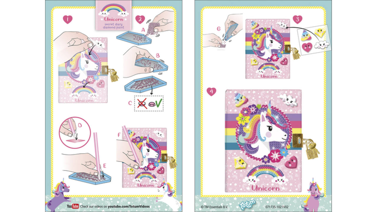 Knutselset Totum Unicorn dagboek Diamondpainting