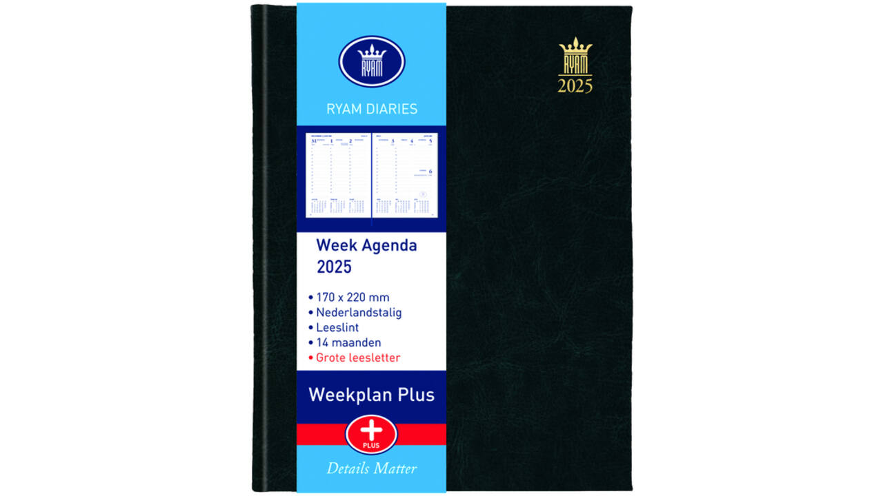 Agenda 2027 Ryam Weekplan Plus Mundior groot letter 7dagen/2pagina's assorti