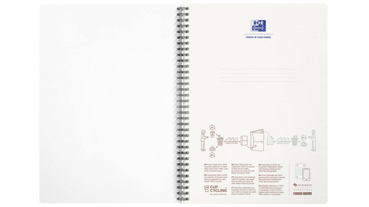 Spiraalblok Oxford My Rec'Up A4 lijn 180 pagina's 80gr assorti
