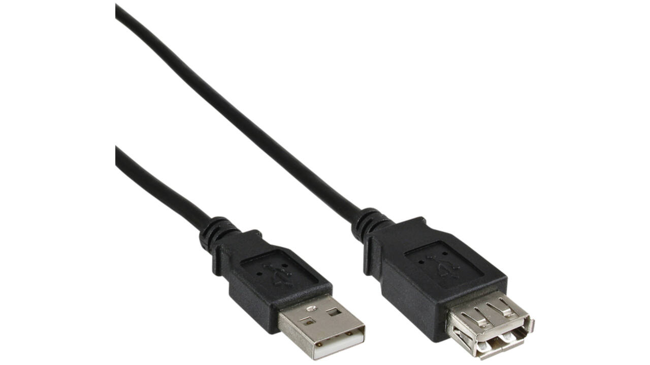Kabel inLine verlengkabel USB-A 2.0 M/V 1,8 meter zwart