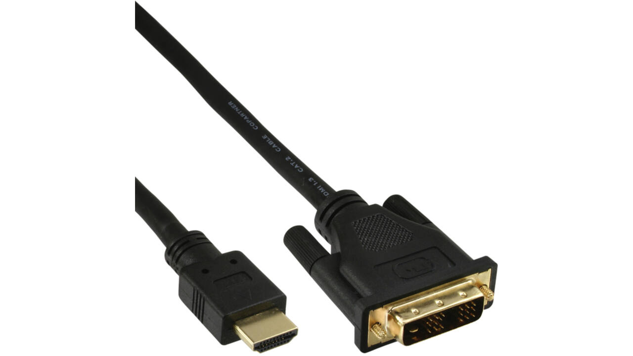 Kabel inLine HDMI DVI 18+1 pin M/M 2 meter zwart