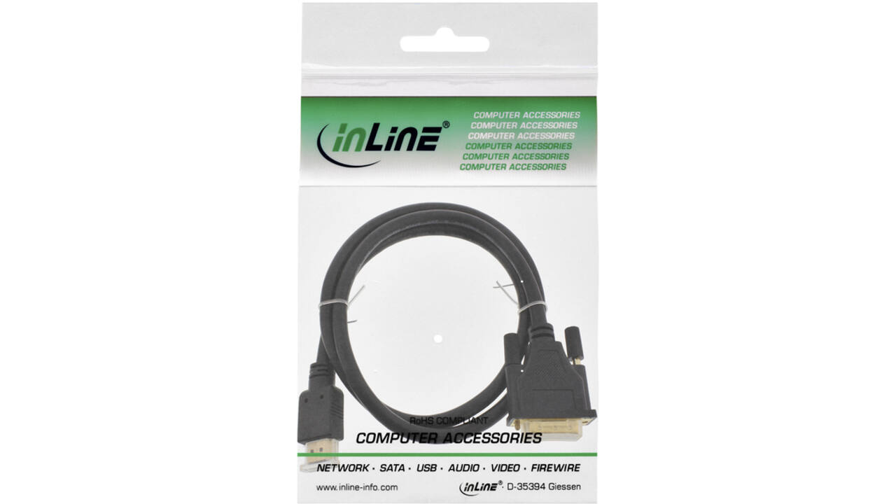 Kabel inLine HDMI DVI 18+1 pin M/M 2 meter zwart