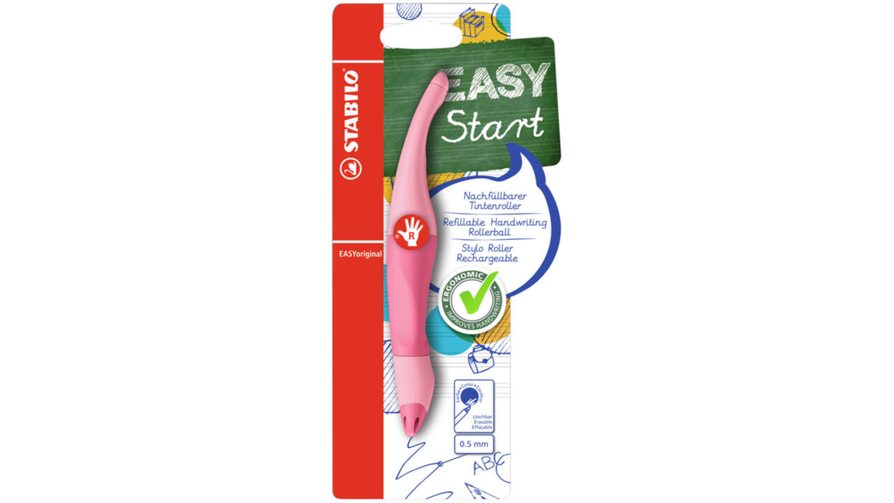 Rollerpen STABILO Easyoriginal rechts M pastel poederroze blister