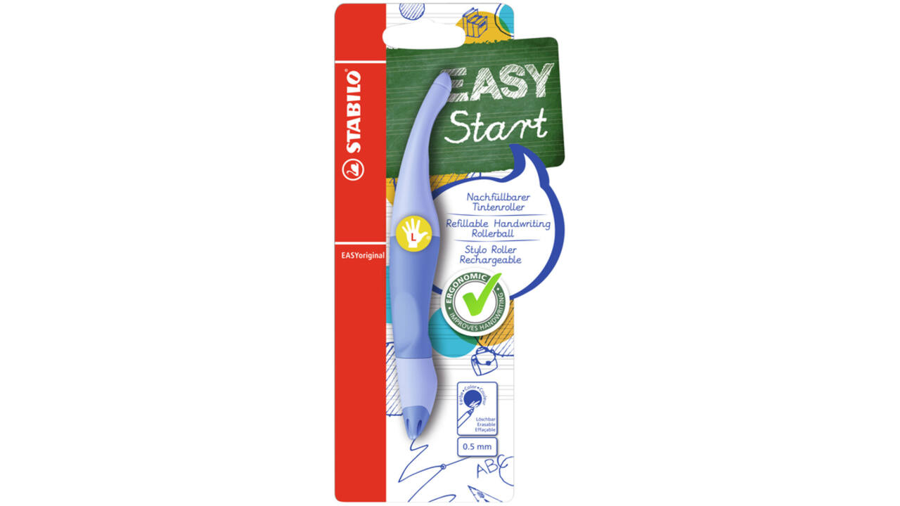 Rollerpen STABILO Easyoriginal linksh M pastel luchtig blauw blister