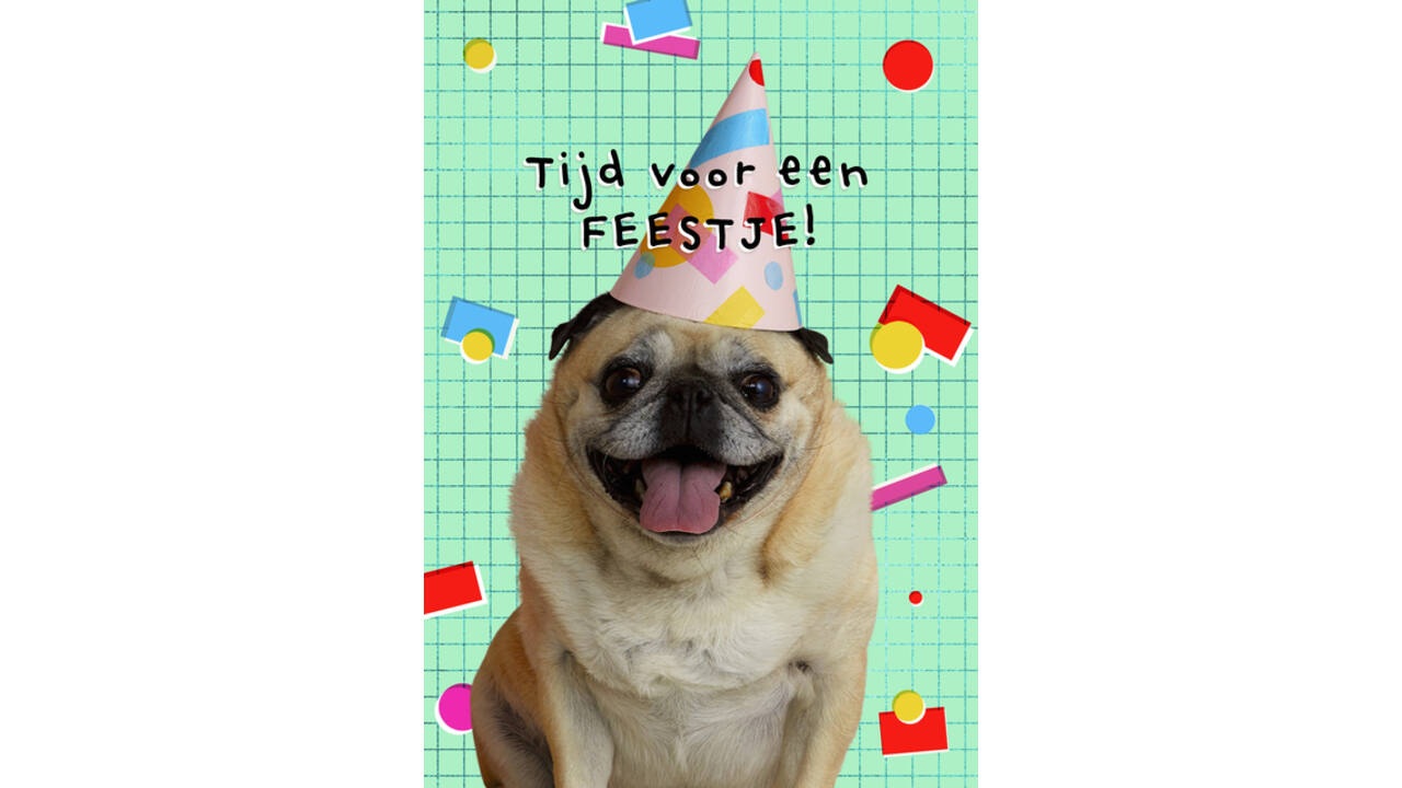 Uitnodiging Hond 14x9cm