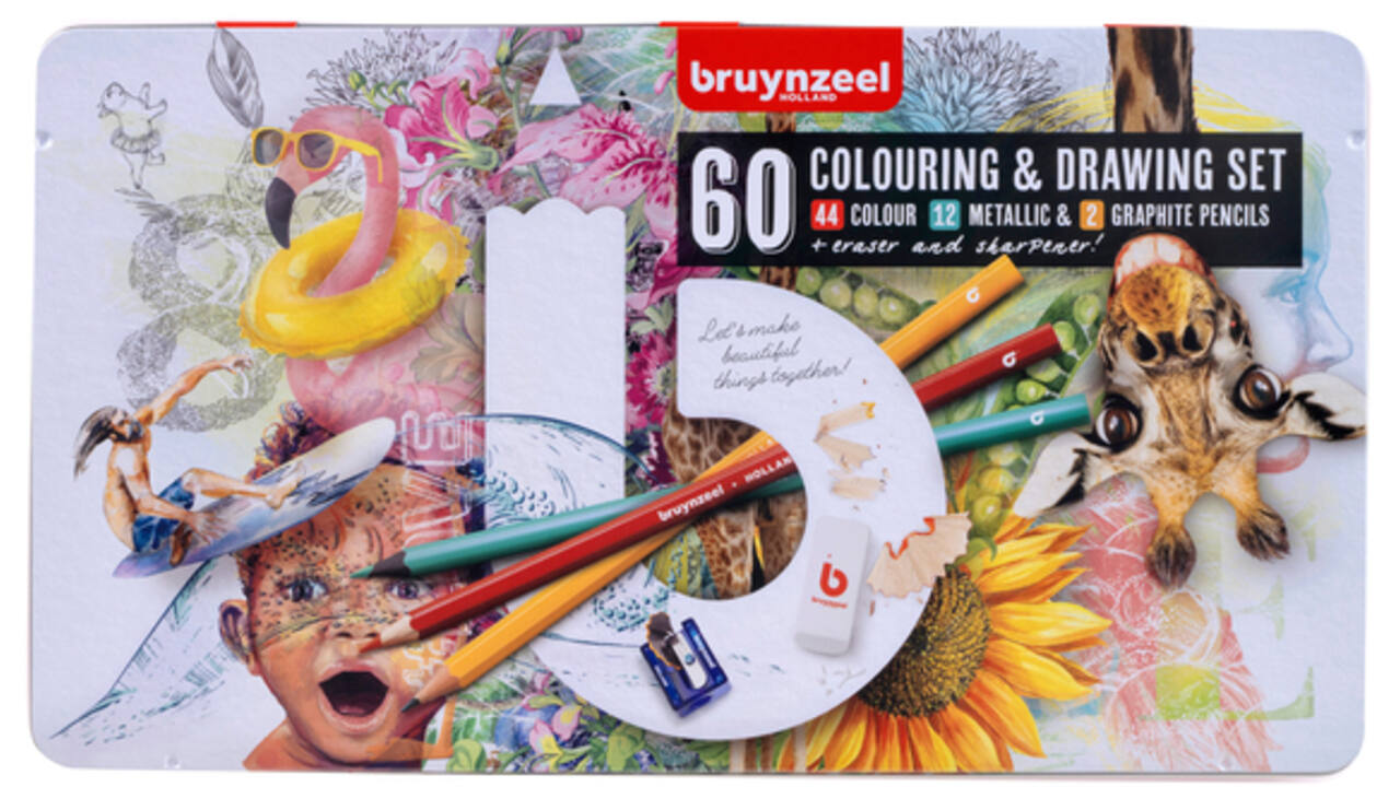 Kleurpotloden Bruynzeel creatief kunstenaarsblik 60stuks assorti