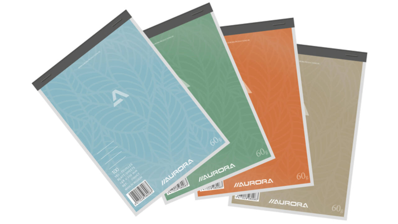 Schrijfblok Aurora A5 lijn 100 vel 60gr assorti