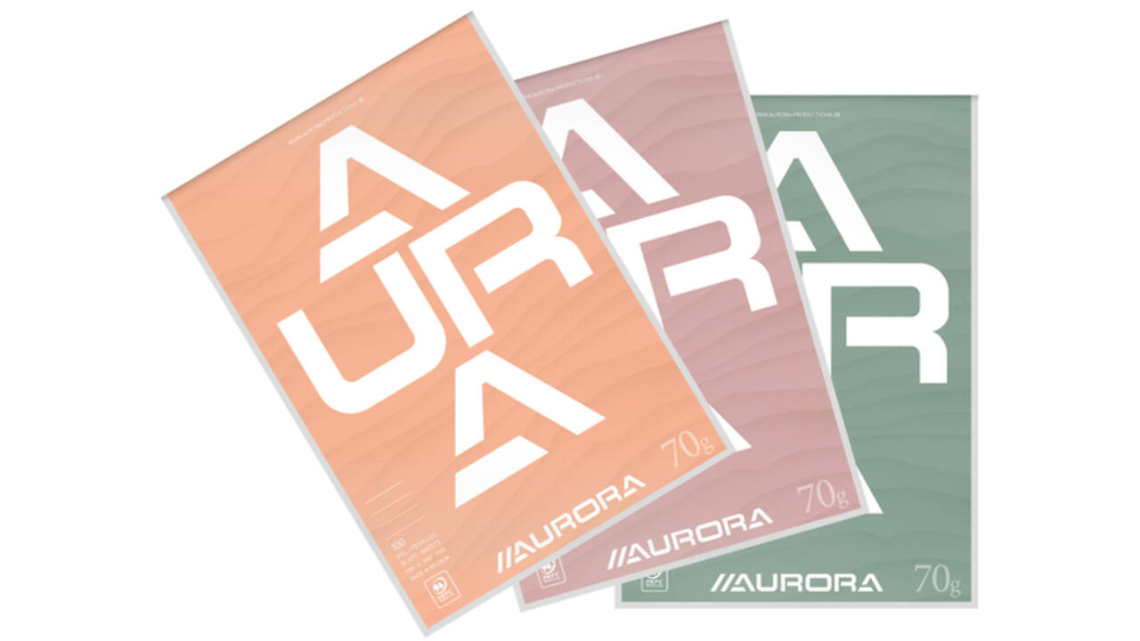 Schrijfblok Aurora A4 lijn 100 vel 70gr assorti