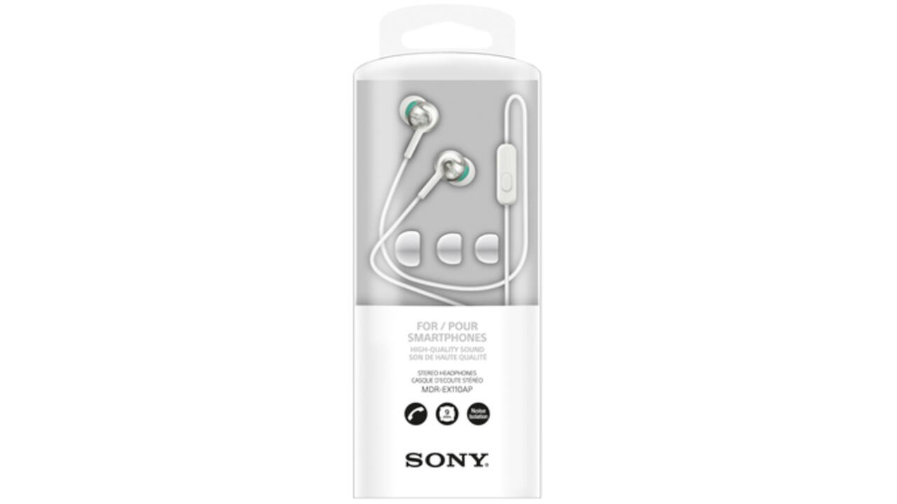 Oortelefoon Sony in-ear EX110 9mm wit