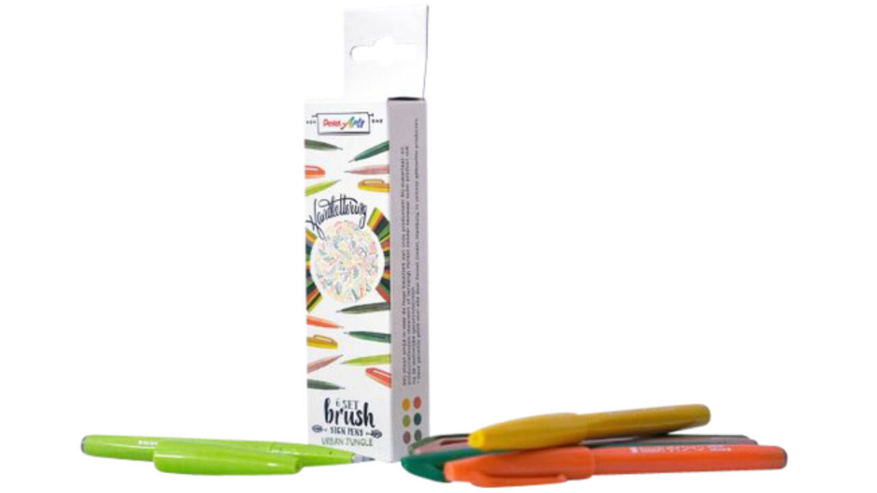 Brushpen Pentel Sign SES15C Urban Jungle assorti doos à 6 stuks