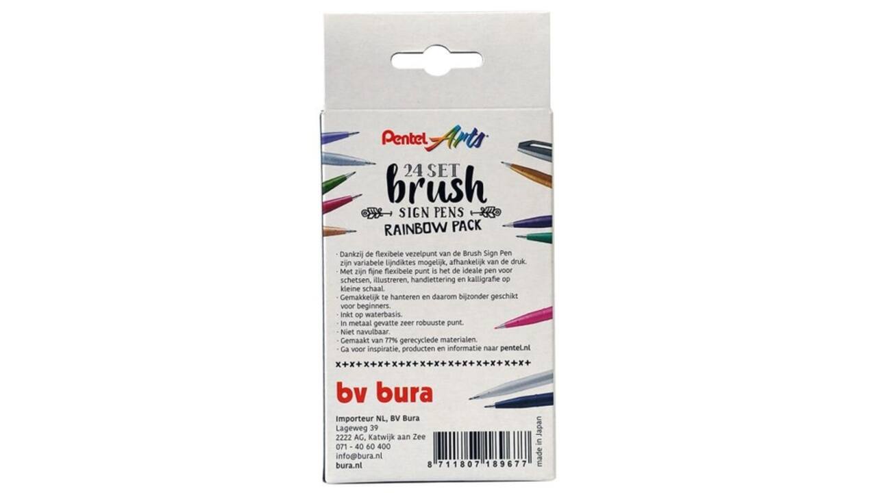 Brushpen Pentel Sign SES15C Rainbow assorti set à 24 stuks