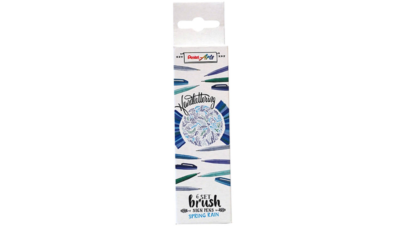 Brushpen Pentel Sign SES15C Spring Rain assorti doos à 6 stuks