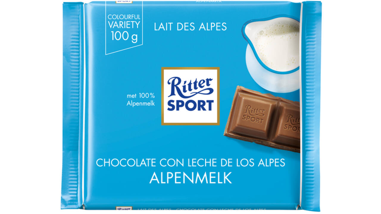 Chocolade Ritter Sport alpenmelk 100gr