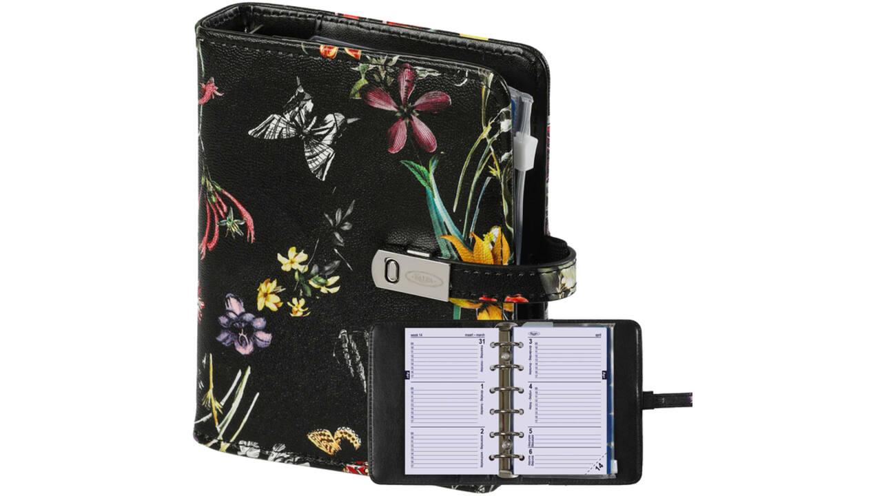 Organizer Kalpa Pocket inclusief agenda 2025-2026 7dagen/2pagina's bloemenzee zwart