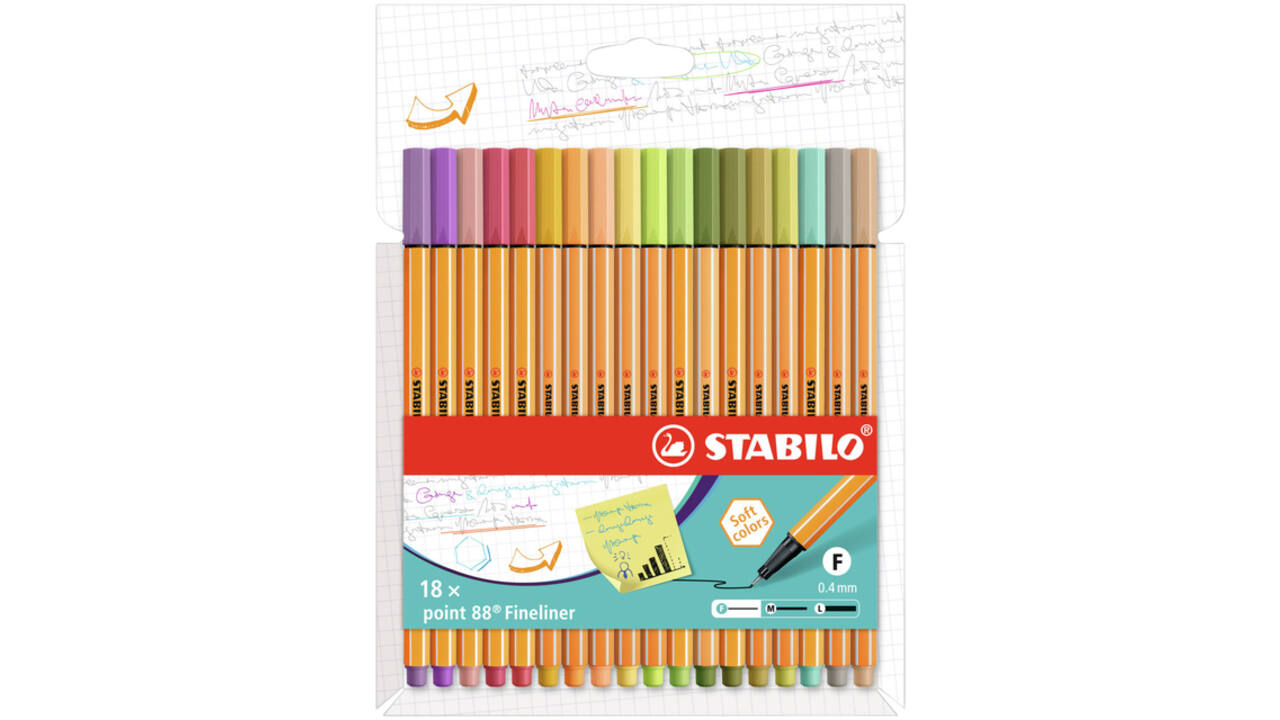 Fineliner STABILO point 88/18 fijn assorti set à 18 stuks