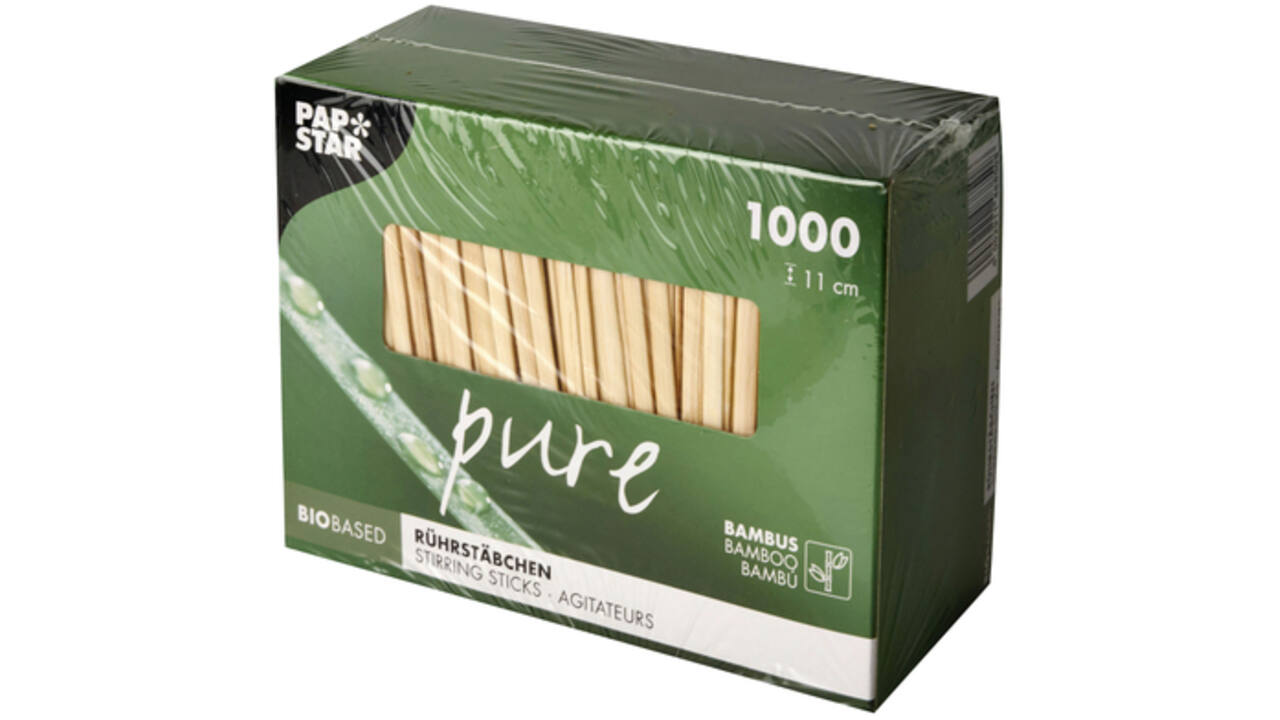 Roerstaafje Papstar 110x3mm bamboe 1000 stuks