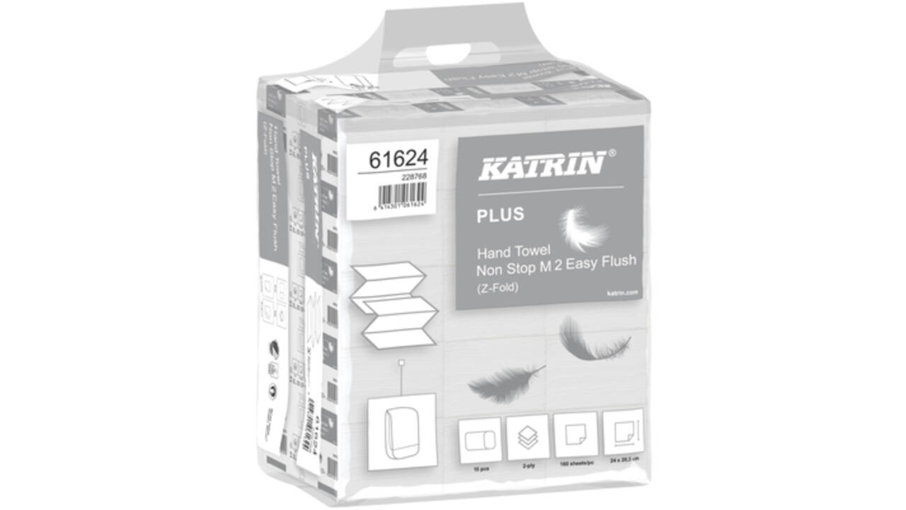 Handdoek Katrin 61624 Z-vouw Plus sneloplossend 2laags 20,3x24cm 15x160st