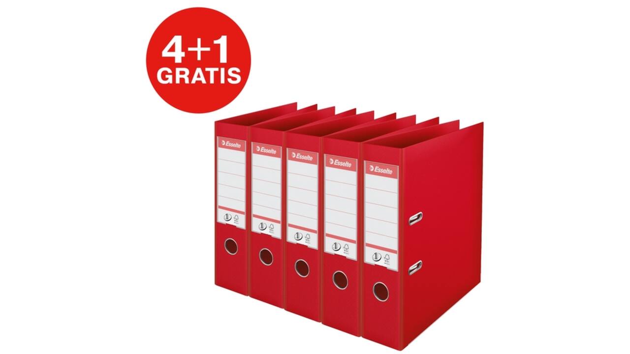 Ordner Esselte Vivida No.1 multipack 75mm A4 5 stuks rood