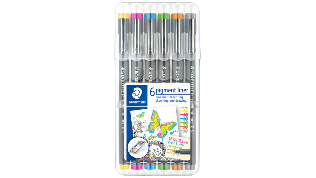 Fineliner Staedtler Pigment 308 0,5mm set à 6 kleuren