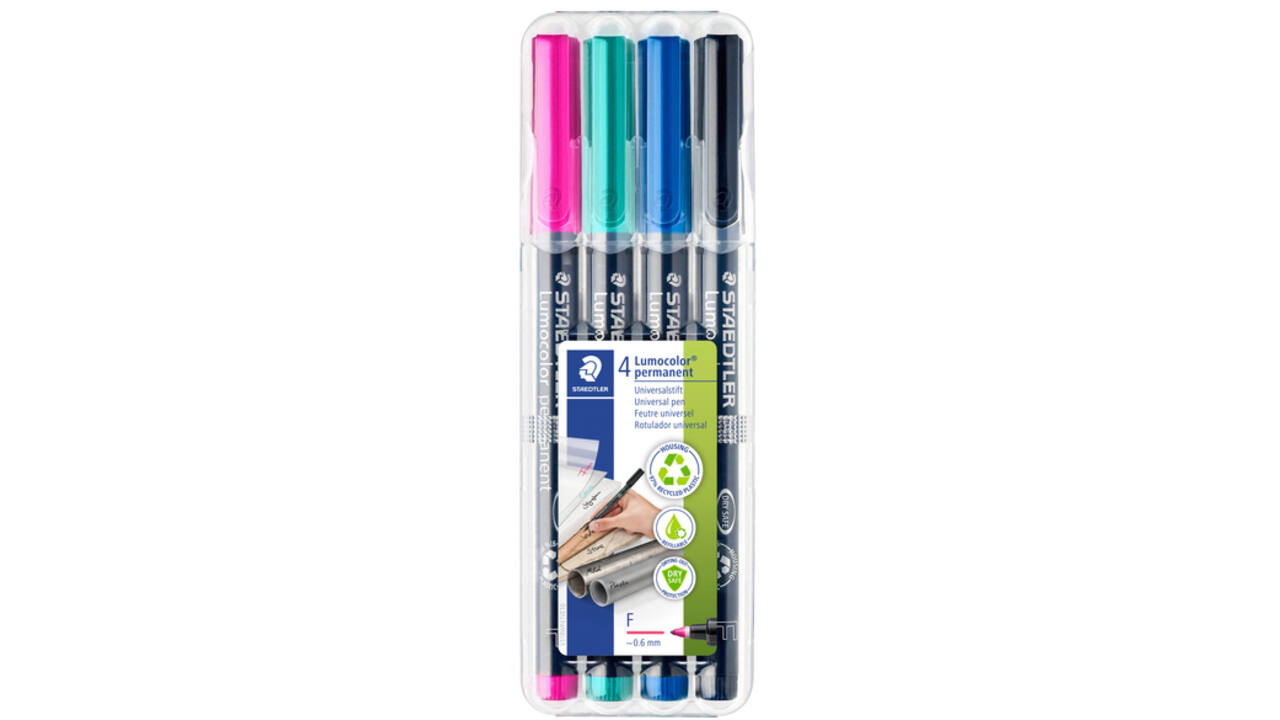 Viltstift Staedtler Lumocolor 318 permanent F set à 4 kleuren