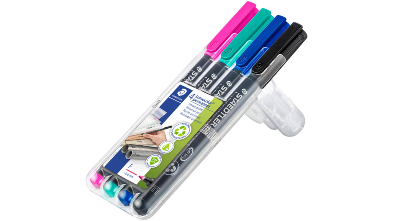 Viltstift Staedtler Lumocolor 318 permanent F set à 4 kleuren