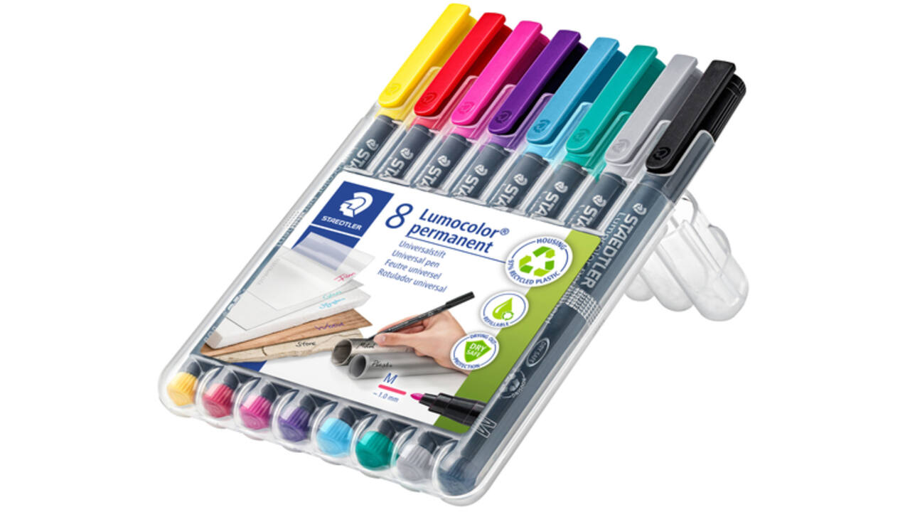 Viltstift Staedtler Lumocolor 317 permanent M set à 8 kleuren