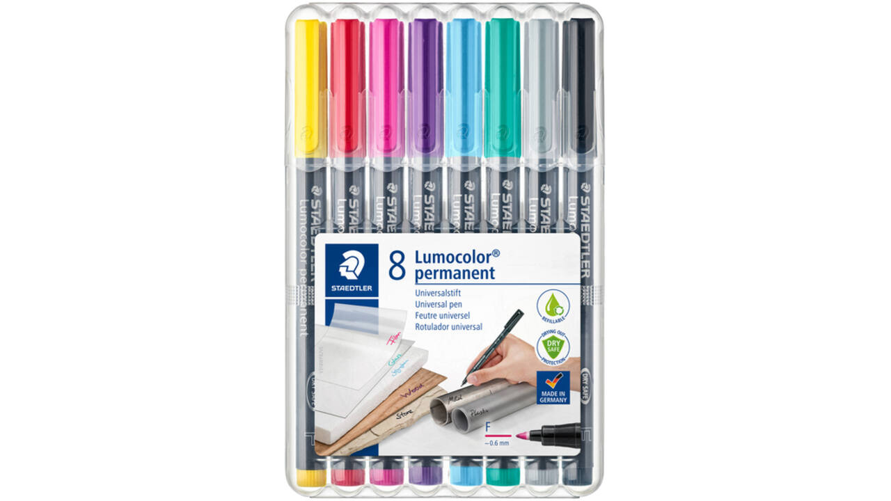 Viltstift Staedtler Lumocolor 318 permanent F set à 8 kleuren