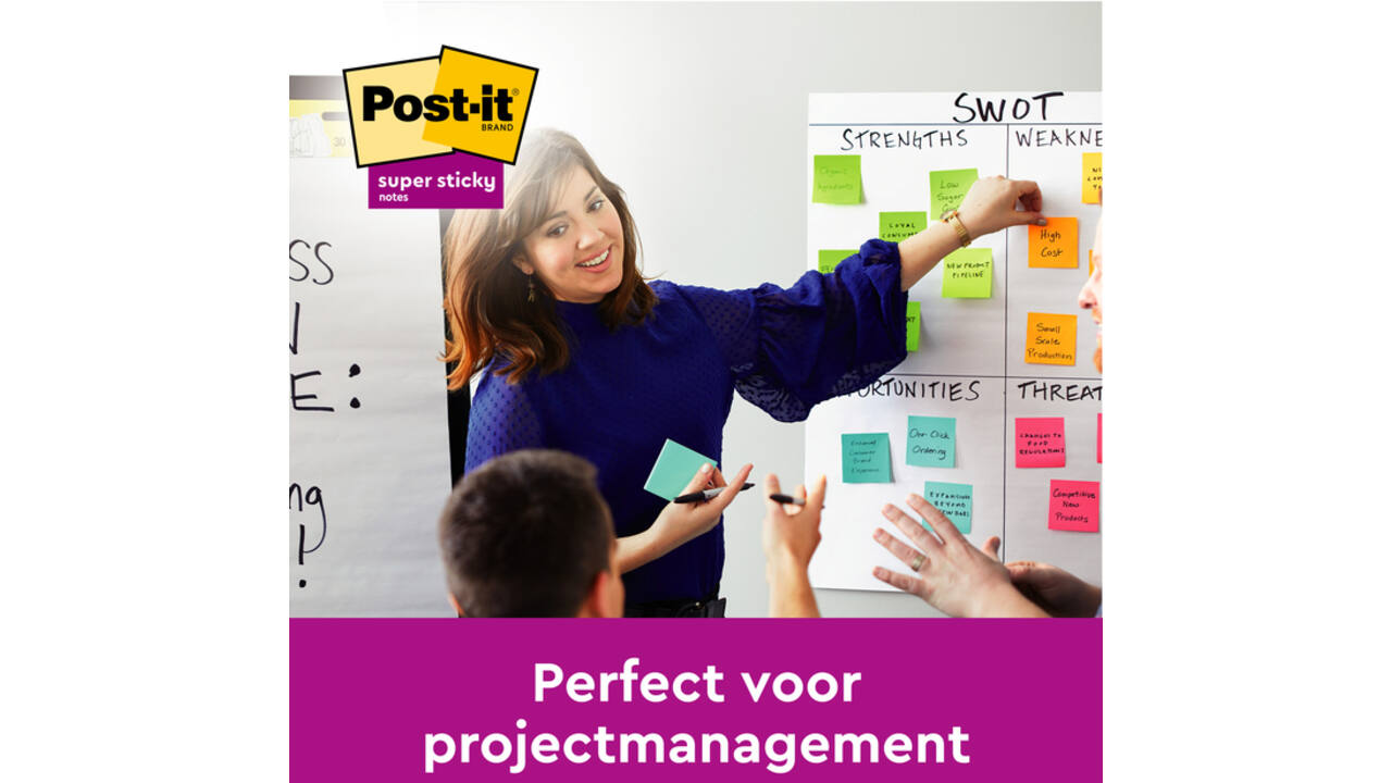 Memoblok Post-it 654 Super Sticky 76x76mm 4+2 gratis Carnival