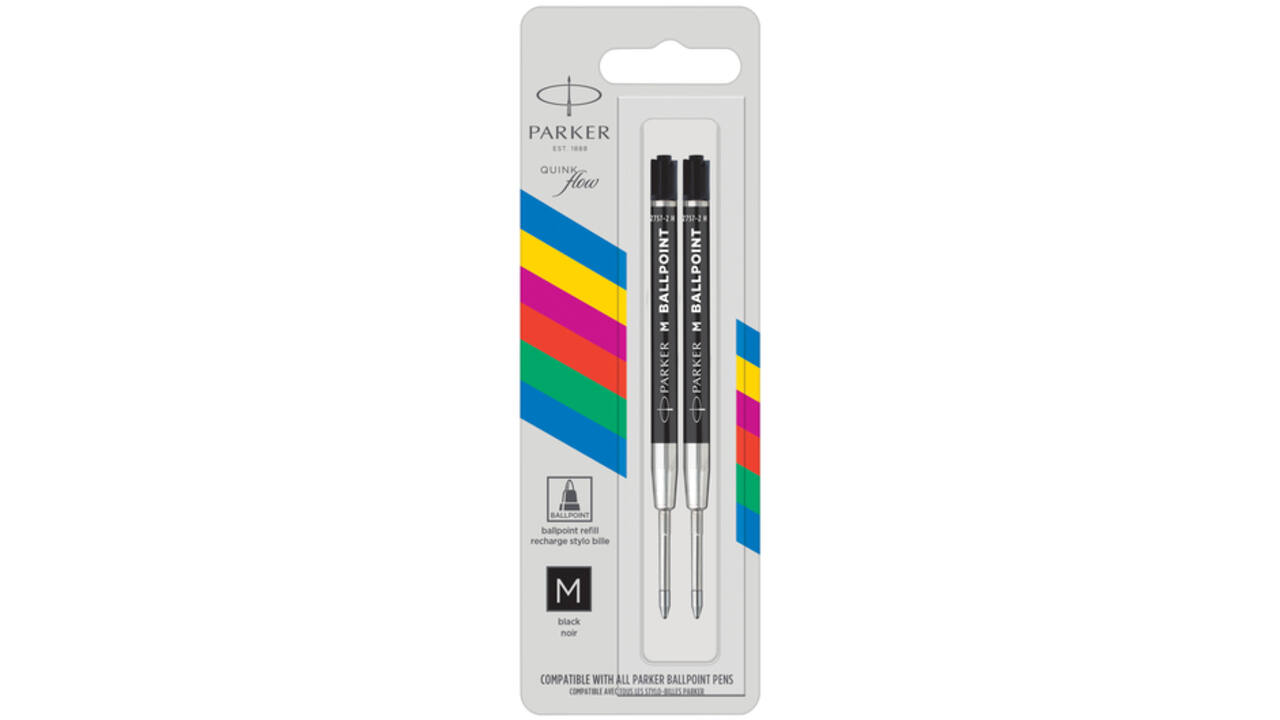 Balpenvulling Parker Economic medium zwart blister à 2 stuks