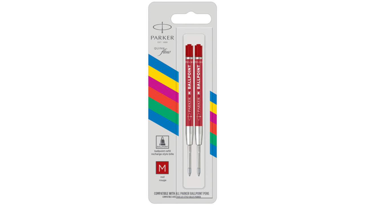 Balpenvulling Parker Economic medium rood blister à 2 stuks