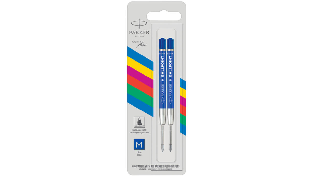 Balpenvulling Parker Economic medium blauw blister à 2 stuks