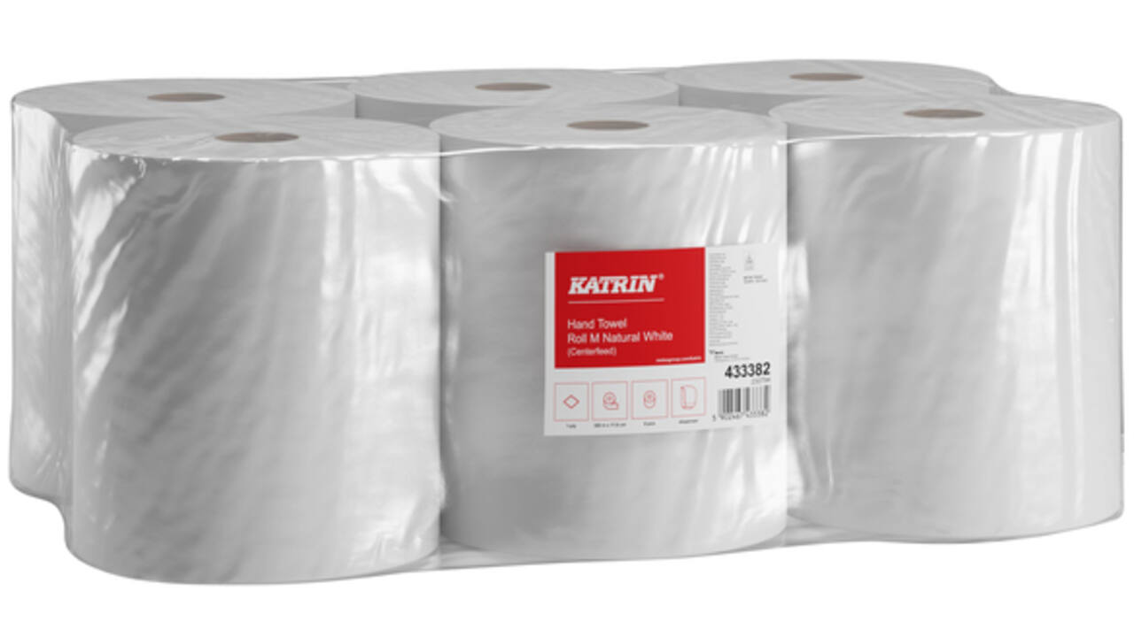 Handdoekrol Katrin centerfeed 1-laags wit medium 300mx178mm